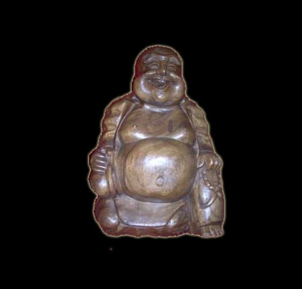 STATUA IN LEGNO BUDHA HAPPY MAN CM 54X40